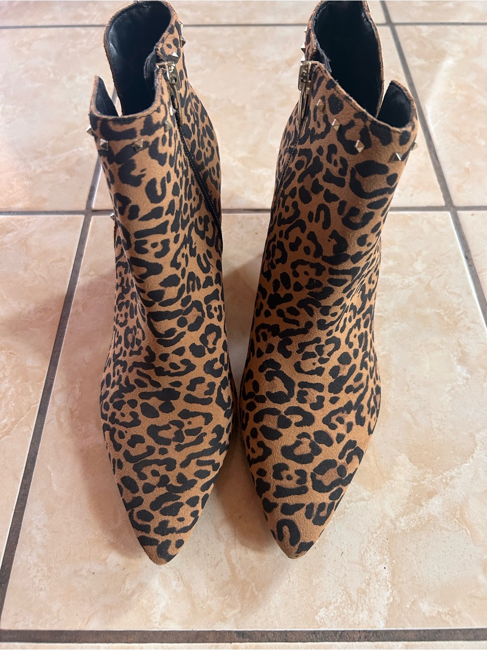 Marc Fisher Leopard Print Pointed Toe Ankle Booties